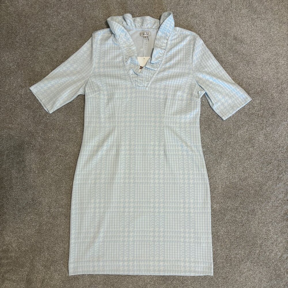 NWT tyler boe Constance Jacquard Shift Dress in Light Blue - Size Medium